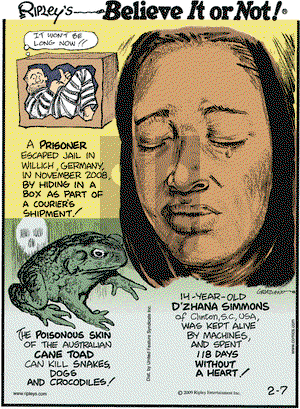 Ripley's Believe It or Not on Saturday February 7, 2009 Comic Strip
