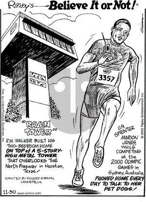 Ripley's Believe It or Not on Monday January 29, 2001 Comic Strip
