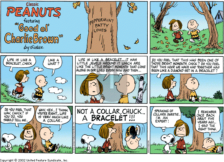 Peanuts on Sunday November 3, 2002 Comic Strip