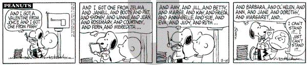 Peanuts on Thursday February 15, 1968 Comic Strip