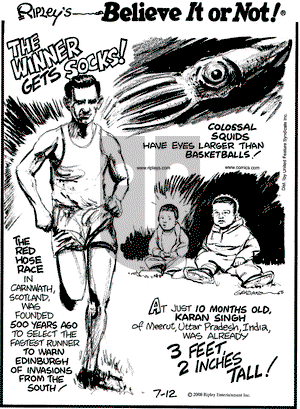 Ripley's Believe It or Not on Saturday July 12, 2008 Comic Strip