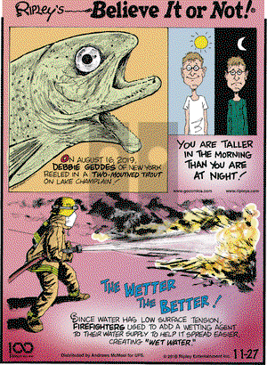Ripley's Believe It or Not on Wednesday November 27, 2019 Comic Strip