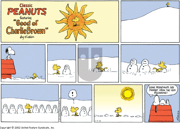 Peanuts on Sunday February 17, 2002 Comic Strip