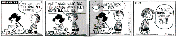 Peanuts on Tuesday February 10, 1959 Comic Strip