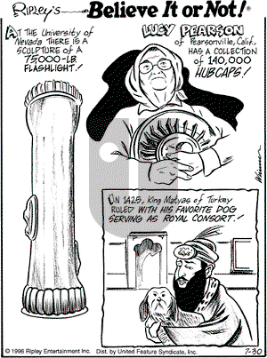 Ripley's Believe It or Not on Tuesday July 30, 1996 Comic Strip