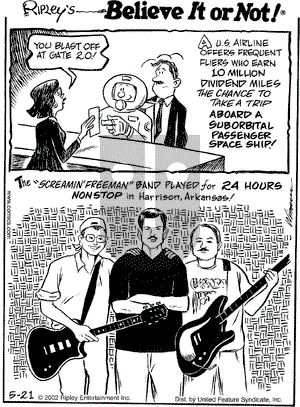 Ripley's Believe It or Not on Tuesday May 21, 2002 Comic Strip