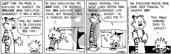 Calvin and Hobbes on Saturday March 23, 1991 Comic Strip