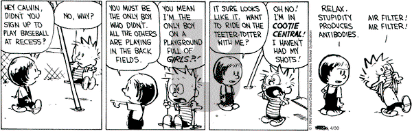 Calvin and Hobbes - Tuesday April 30, 2024 Comic Strip