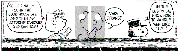 Peanuts on Monday August 17, 1992 Comic Strip