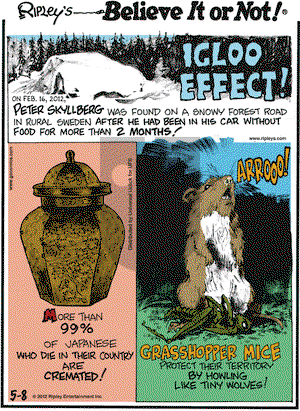 Ripley's Believe It or Not on Tuesday May 8, 2012 Comic Strip