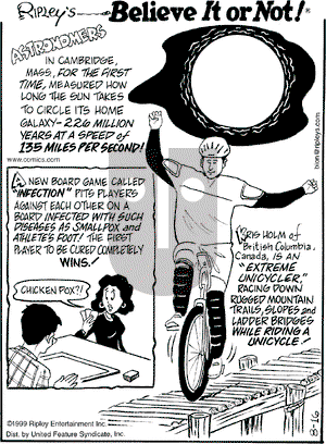 Ripley's Believe It or Not on Monday August 16, 1999 Comic Strip