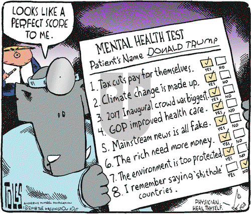 Tom Toles on Thursday January 18, 2018 Comic Strip
