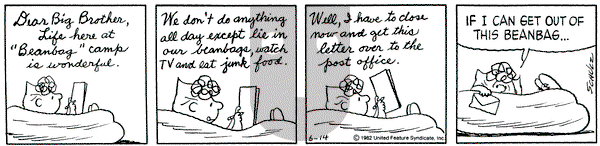 Peanuts on Monday June 14, 1982 Comic Strip