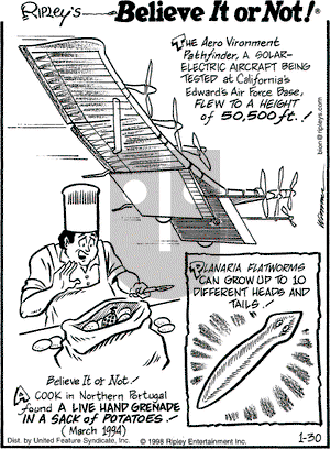 Ripley's Believe It or Not on Friday January 30, 1998 Comic Strip