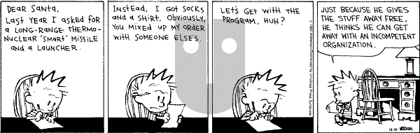 Calvin and Hobbes - Thursday December 10, 1992 Comic Strip