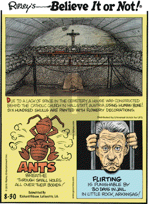 Ripley's Believe It or Not on Tuesday August 30, 2016 Comic Strip