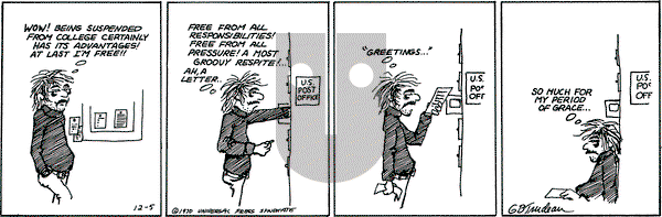 Doonesbury on Saturday December 5, 1970 Comic Strip