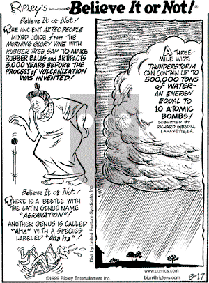 Ripley's Believe It or Not on Tuesday August 17, 1999 Comic Strip
