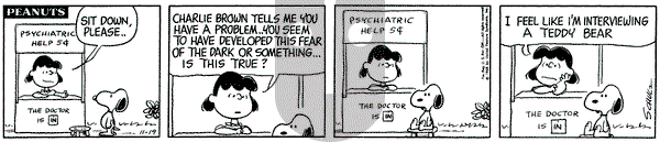 Peanuts on Tuesday November 19, 1968 Comic Strip