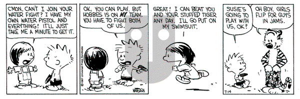 Calvin and Hobbes on Tuesday July 14, 1987 Comic Strip