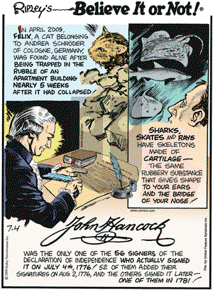 Ripley's Believe It or Not on Saturday July 4, 2009 Comic Strip