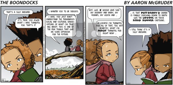 The Boondocks on Sunday November 21, 1999 Comic Strip