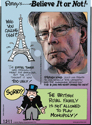 Ripley's Believe It or Not on Tuesday December 11, 2018 Comic Strip