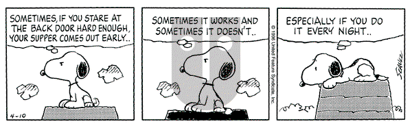 Peanuts - Wednesday April 10, 1996 Comic Strip