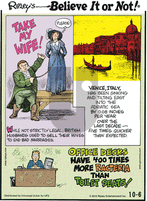 Ripley's Believe It or Not on Tuesday October 6, 2015 Comic Strip