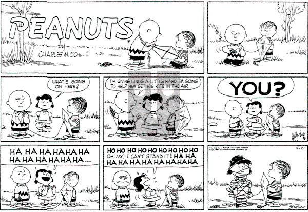 Peanuts - Sunday April 21, 1957 Comic Strip