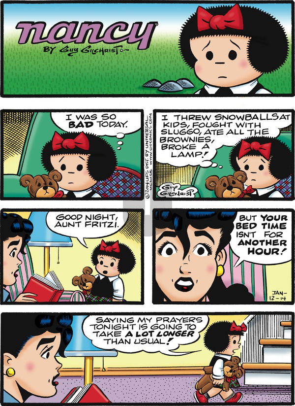 Nancy on Sunday January 12, 2014 Comic Strip
