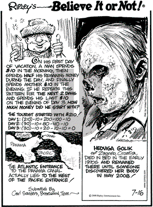 Ripley's Believe It or Not on Wednesday July 16, 2008 Comic Strip