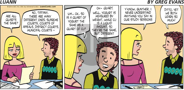 Luann on Sunday September 25, 2016 Comic Strip