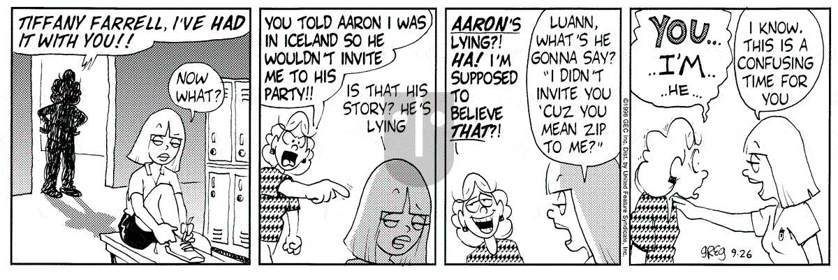 Luann - Thursday September 26, 1996 Comic Strip
