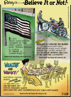 Ripley's Believe It or Not on Monday November 28, 2016 Comic Strip