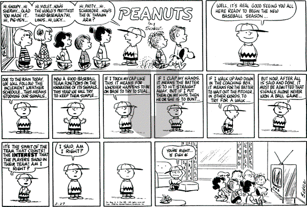 Peanuts - Sunday March 27, 1960 Comic Strip