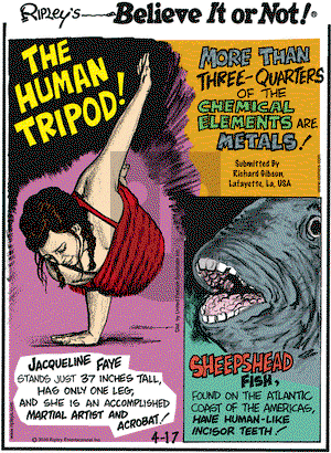 Ripley's Believe It or Not on Saturday April 17, 2010 Comic Strip