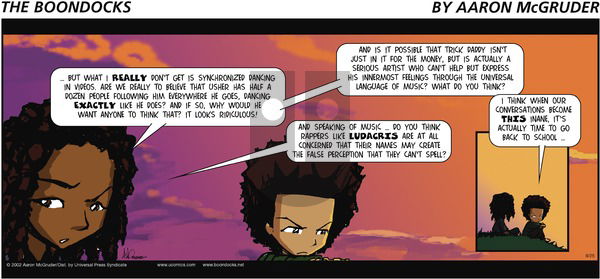 The Boondocks on Sunday August 25, 2002 Comic Strip