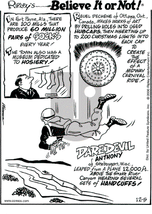 Ripley's Believe It or Not on Tuesday December 5, 2000 Comic Strip