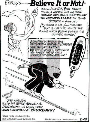 Ripley's Believe It or Not on Thursday August 19, 1999 Comic Strip