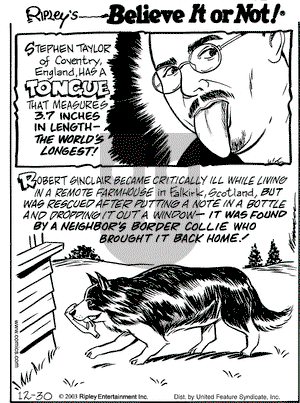 Ripley's Believe It or Not on Tuesday December 30, 2003 Comic Strip