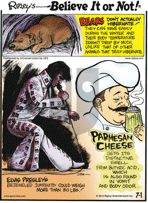 Ripley's Believe It or Not on Tuesday July 1, 2014 Comic Strip