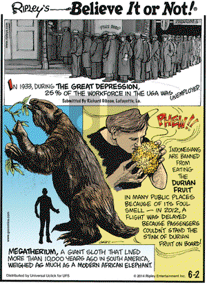 Ripley's Believe It or Not on Monday June 2, 2014 Comic Strip