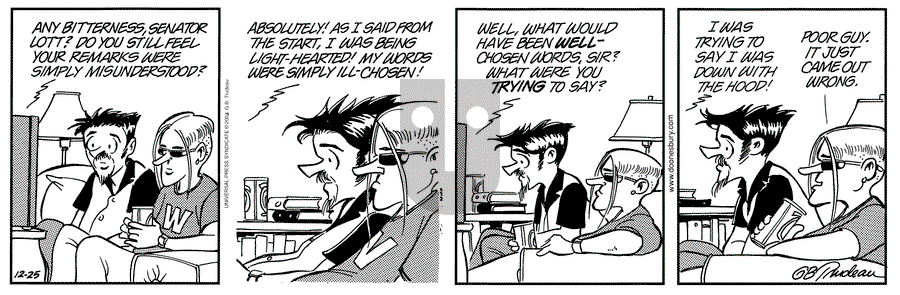 Doonesbury - Wednesday December 25, 2002 Comic Strip