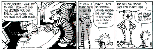 Calvin and Hobbes on Tuesday February 7, 1989 Comic Strip