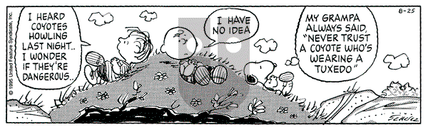 Peanuts on Friday August 25, 1995 Comic Strip