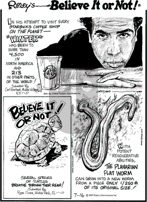 Ripley's Believe It or Not on Saturday July 16, 2005 Comic Strip