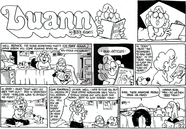 Luann on Sunday January 5, 1992 Comic Strip