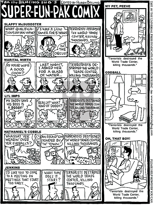 Tom the Dancing Bug on Saturday September 29, 2001 Comic Strip