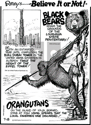 Ripley's Believe It or Not on Friday July 18, 2008 Comic Strip